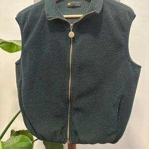 Dark Green Fleece Vest with Zipper